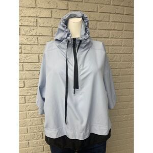 MTA Sport Blue Black Mesh Hemline Hooded Windbreaker Size L